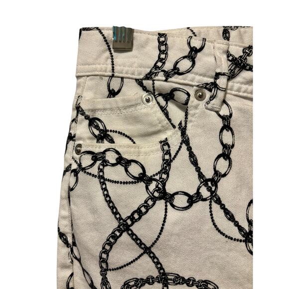 Cache Black White Pencil Status Chains Denim Stretch Mini Skirt sz 2 NWoT - Picture 3 of 4